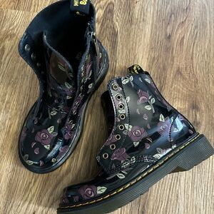 Dr Martens Floral Black Boots